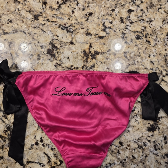 Victoria's Secret Pink and Black Satin Panties - Picture 2 of 3